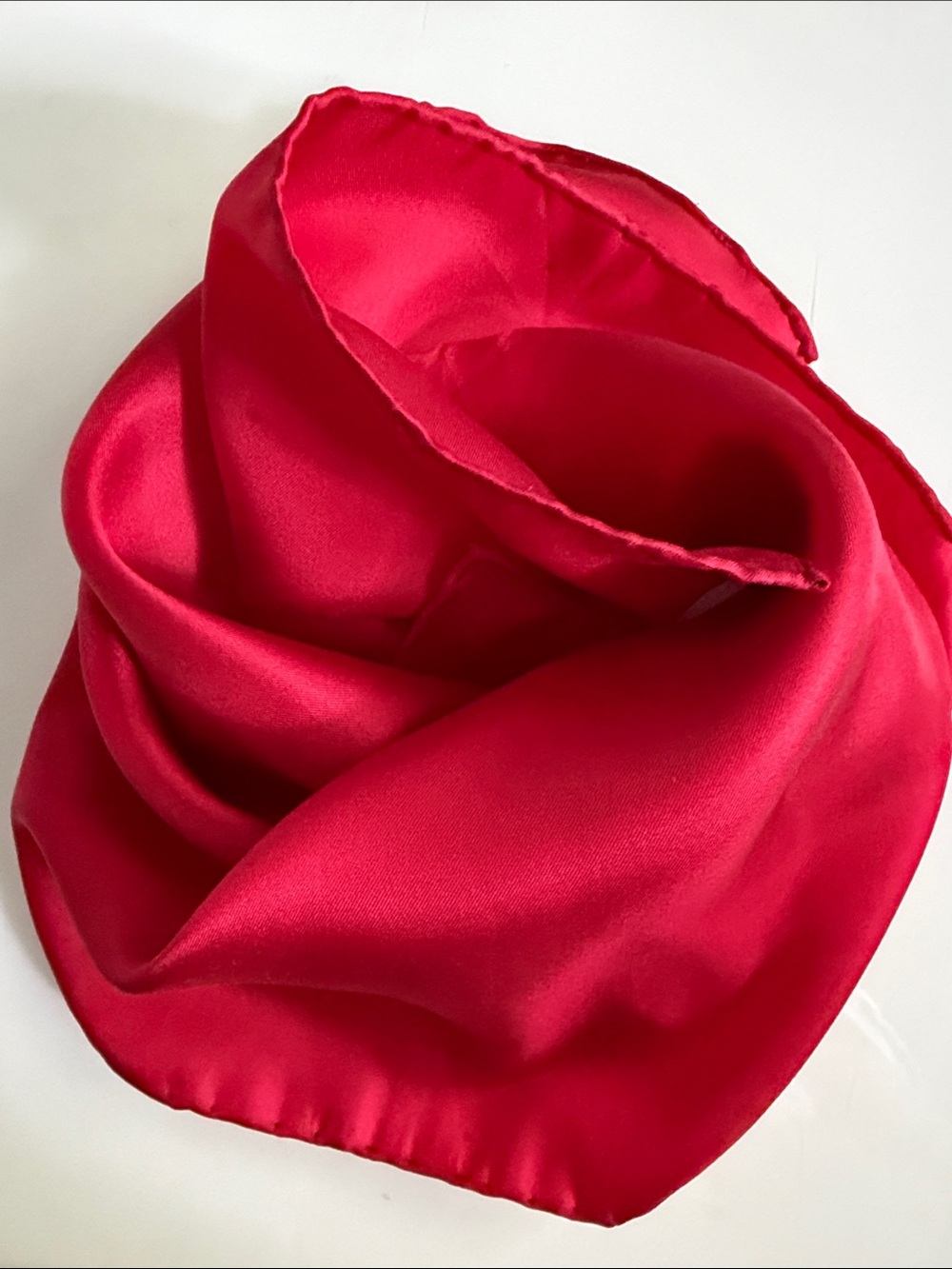 Saks Fifth Avenue Vintage Red Silk Pocket Square / Small Scarf Made in Italy